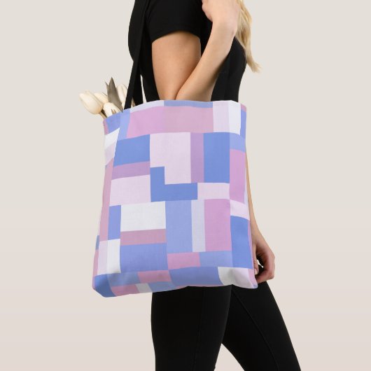 Geometrische FarbblockRechtecke - Rosa und Blau Tasche (Von Nahem)