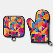 Geometrische Farbenbewegung Ofenhandschuh & Topflappen-Set (Vorderseite)