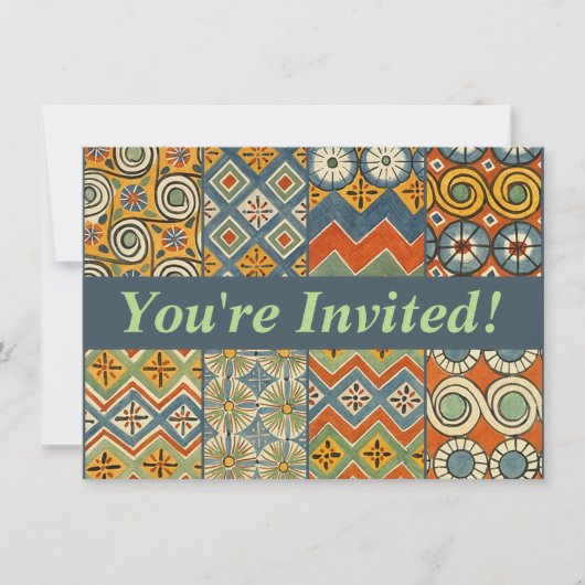 Geometrische farbenfrohe antike ägyptische Grafik Einladung (Vorderseite)