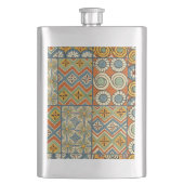 Geometrische farbenfrohe antike ägyptische Grafik Flachmann (Vorderseite)