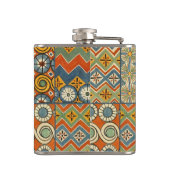 Geometrische farbenfrohe antike ägyptische Grafik Flachmann (Rückseite)