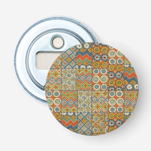 Geometrische farbenfrohe antike ägyptische Grafik Flaschenöffner (Vorderseite)