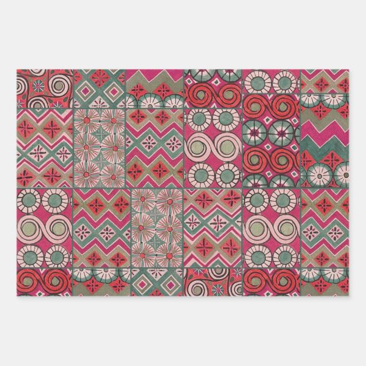 Geometrische farbenfrohe antike ägyptische Grafik Geschenkpapier Set (Vorderseite 3)