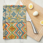 Geometrische farbenfrohe antike ägyptische Grafik Geschirrtuch (Viertel Falte)