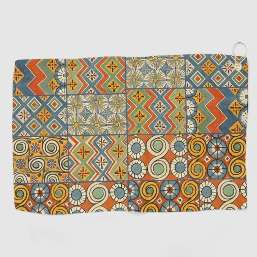 Geometrische farbenfrohe antike ägyptische Grafik Golfhandtuch (Horizontal)
