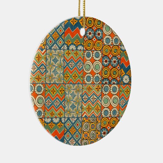 Geometrische farbenfrohe antike ägyptische Grafik Keramik Ornament (Rechts)