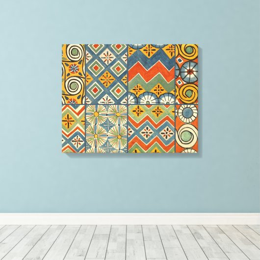 Geometrische farbenfrohe antike ägyptische Grafik Leinwanddruck (Insitu (Holzboden))