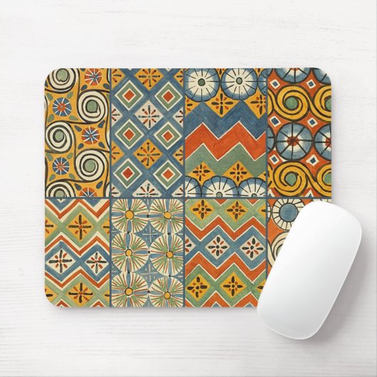 Geometrische farbenfrohe antike ägyptische Grafik Mousepad (Mit Mouse)