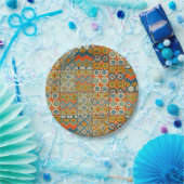 Geometrische farbenfrohe antike ägyptische Grafik Pappteller (Party)