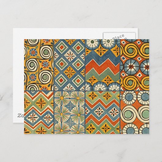Geometrische farbenfrohe antike ägyptische Grafik Postkarte (Vorne/Hinten)