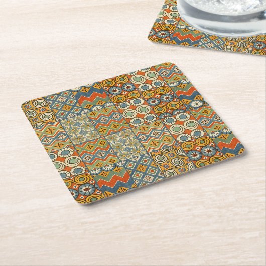 Geometrische farbenfrohe antike ägyptische Grafik Rechteckiger Pappuntersetzer (angewinkelt)