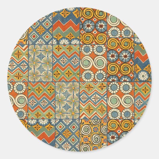 Geometrische farbenfrohe antike ägyptische Grafik Runder Aufkleber (Vorderseite)