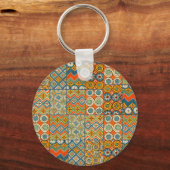 Geometrische farbenfrohe antike ägyptische Grafik Schlüsselanhänger (Vorderseite)