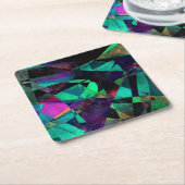 Geometrische, farbenfrohe, grungenhafte Abstrakte  Rechteckiger Pappuntersetzer (angewinkelt)