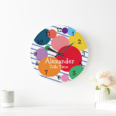 Geometrische farbige Formen Kinderzimmer Große Wanduhr (Zuhause)