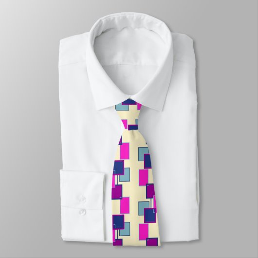 Geometrische farbige Muster Neck Tie Krawatte (Gebunden)