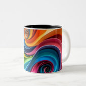 Geometrische farbige Wirbel Digitale Kunst Zweifarbige Tasse (VorderseiteRechts)