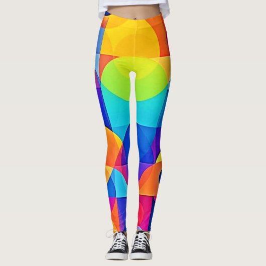 Geometrische Farbsymphonie Leggings (Vorderseite)