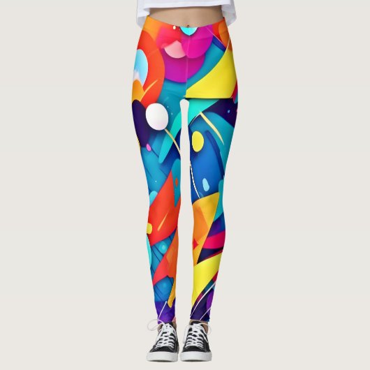 Geometrische FarbSymphonie Leggings (Vorderseite)