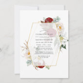 Geometrische Feier des Lebens in Rot und Weiß Einladung (Vorderseite)