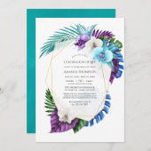 Geometrische Feier des Lebens in tropischen Orchid Einladung (Vorne/Hinten)