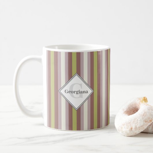 Geometrische, feuchte Sandstreifen des individuell Kaffeetasse (Mit Donut)