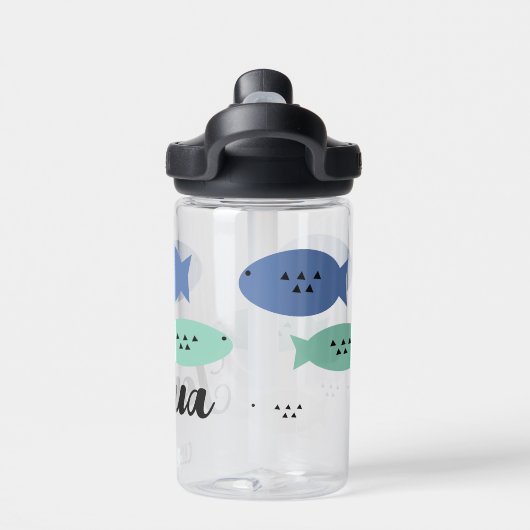 Geometrische Fischkinder Name Wasserflasche Trinkflasche (Rückseite)