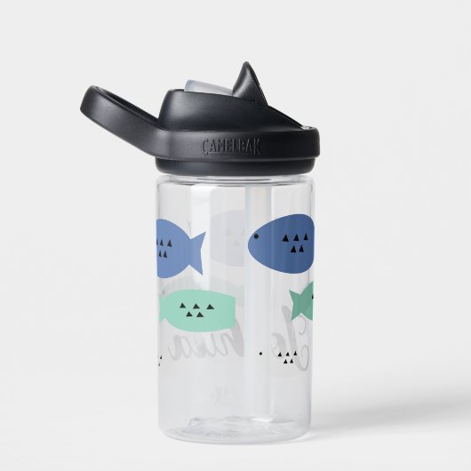 Geometrische Fischkinder Name Wasserflasche Trinkflasche (rechts)