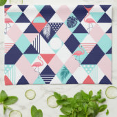 Geometrische Flamingos Geschirrtuch (Gefaltet)