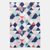 Geometrische Flamingos Geschirrtuch (Vertikal)