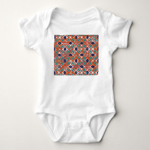 Geometrische Fliesen: ethnischer Vintager Hintergr Baby Strampler