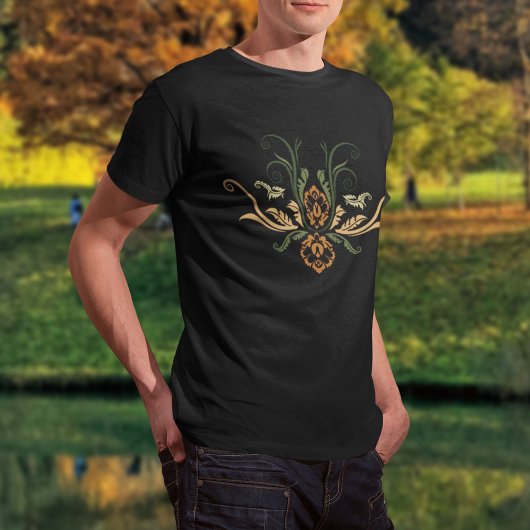 Geometrische Flora der Klasse Damast mit Zweigen T-Shirt