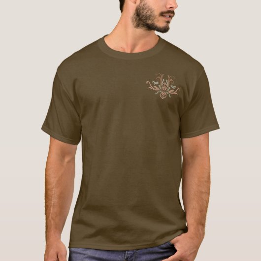 Geometrische Flora der Klasse Damast mit Zweigen T-Shirt (Vorderseite)