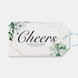 Geometrische Florale Grünpflanzen-Weinflaschenanhä Geschenkanhänger