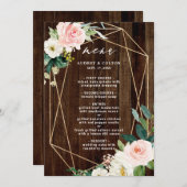 Geometrische, florale Hochzeit aus Holz Menükarte (Vorne/Hinten)