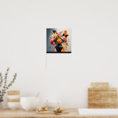 Geometrische florale Kunst Poster (Küche)