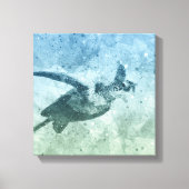 Geometrische Flying Green Sea Turtle Leinwanddruck (Vorderseite)