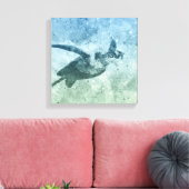 Geometrische Flying Green Sea Turtle Leinwanddruck (Insitu (Wohnzimmer))