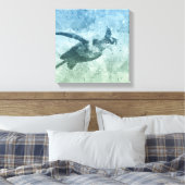 Geometrische Flying Green Sea Turtle Leinwanddruck (Insitu (Schlafzimmer))