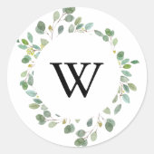 Geometrische Foliage Monogram Wedding Umschlag Auf Runder Aufkleber (Vorderseite)