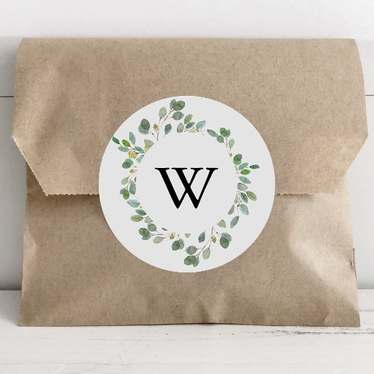 Geometrische Foliage Monogram Wedding Umschlag Auf Runder Aufkleber