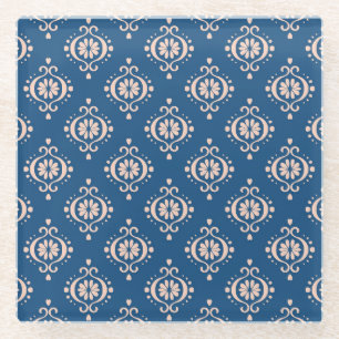 Geometrische Folklore Damaskus-Ornament der Ikat Glasuntersetzer