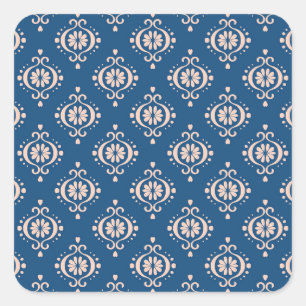 Geometrische Folklore Damaskus-Ornament der Ikat Quadratischer Aufkleber