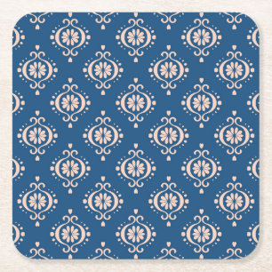 Geometrische Folklore Damaskus-Ornament der Ikat Rechteckiger Pappuntersetzer