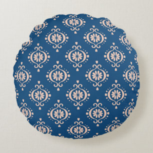 Geometrische Folklore Damaskus-Ornament der Ikat Rundes Kissen