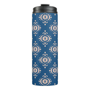 Geometrische Folklore Damaskus-Ornament der Ikat Thermosbecher