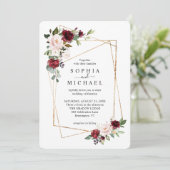 Geometrische Form der Blüte und der Weinflora Einladung (Stehend Vorderseite)