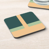 Geometrische Formen Abstrakt Art Green Apricot Far Getränkeuntersetzer (Linke Seite)