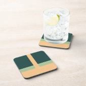 Geometrische Formen Abstrakt Art Green Apricot Far Getränkeuntersetzer (Rechte Seite)