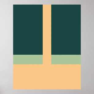 Geometrische Formen Abstrakt Art Green Apricot Far Poster